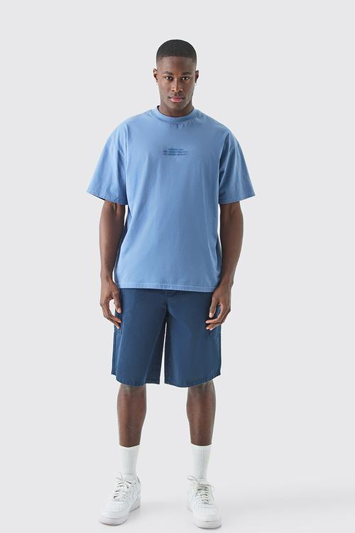 Longer Length Relaxed Fit Elasticated Waist Cargo Shorts - navy