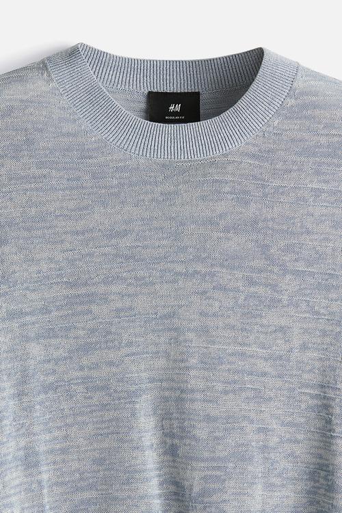 Regular fit fine-knit T-shirt - grey marl