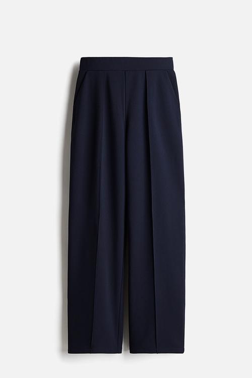 High-waisted tailored trousers - navy blue