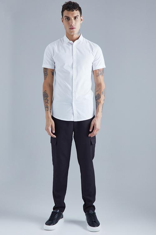 Stretch Fit Short Sleeve Shirt - white