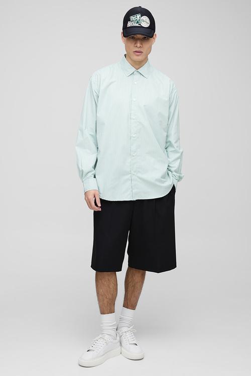 Super Oversized Long Sleeve Stripe Shirt - Green