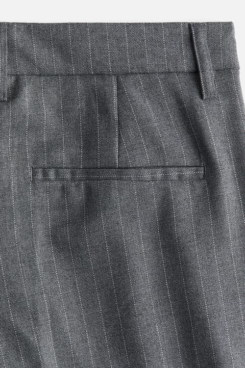 Belted tailored trousers - dark grey marl/pinstriped 