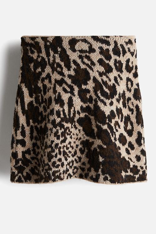 Jacquard-knit skirt - beige/leopard print