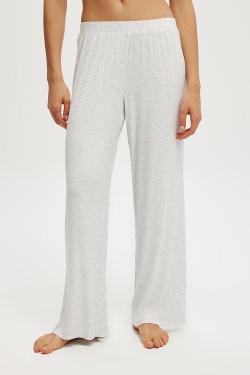 Sleep Recovery Wide Leg Pant - Light Grey Marle
