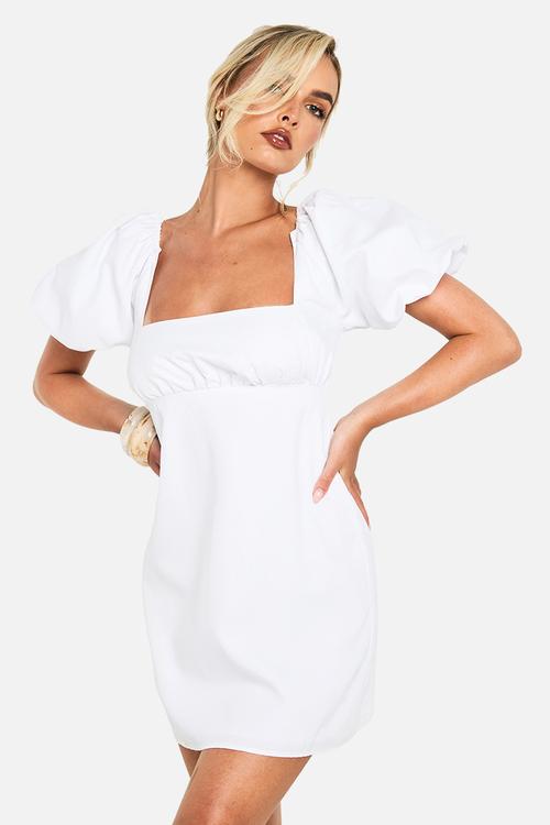 Puff sleeve mini dress - ivory