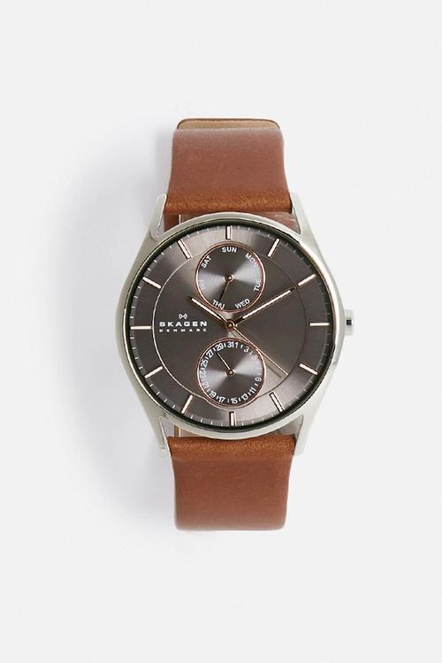 Holst Leather Watch- brown/grey