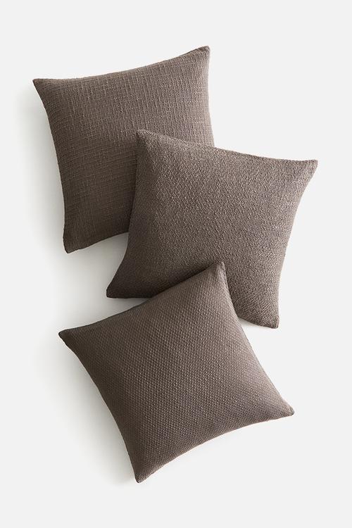 3-Pack structure-weave cushion covers - mole