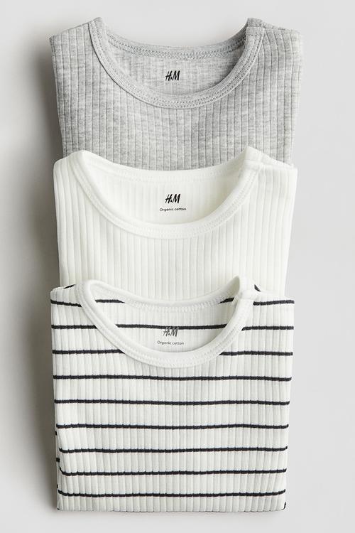 3-Pack ribbed bodysuits - grey/striped