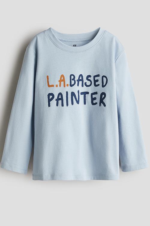 Printed jersey top - light blue/painter 