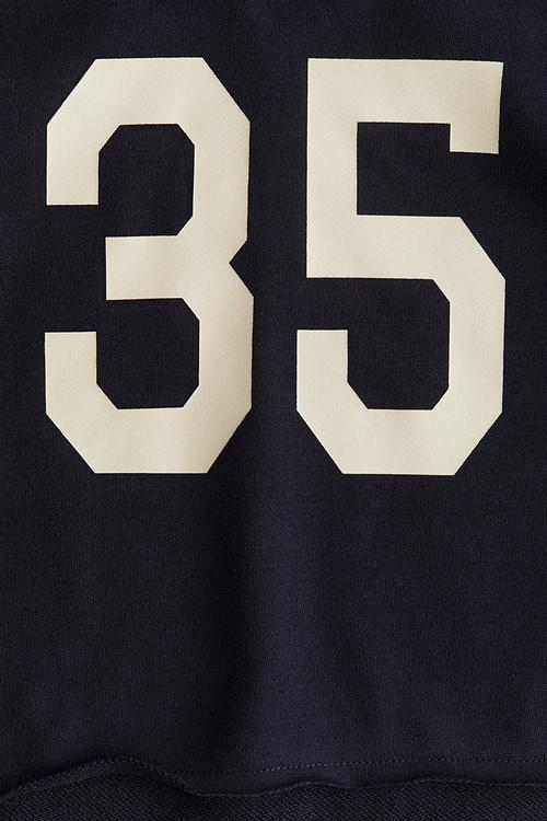 Printed cropped hoodie -  navy blue/35