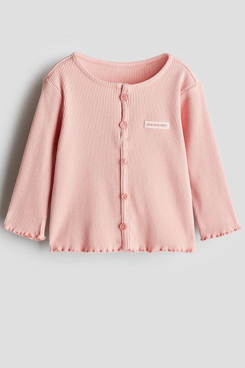Button-detail jersey top - pink