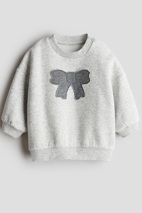 Appliquéd sweatshirt - light grey bow