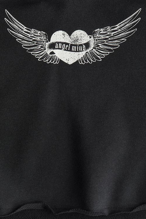 Printed cropped hoodie - black angel mind