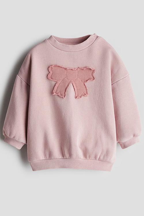 Appliquéd sweatshirt - pink bow