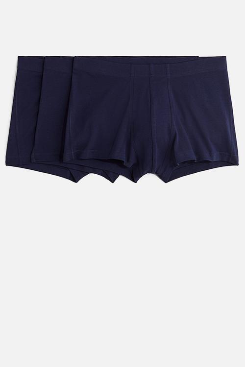 3-Pack short cotton trunks - navy blue