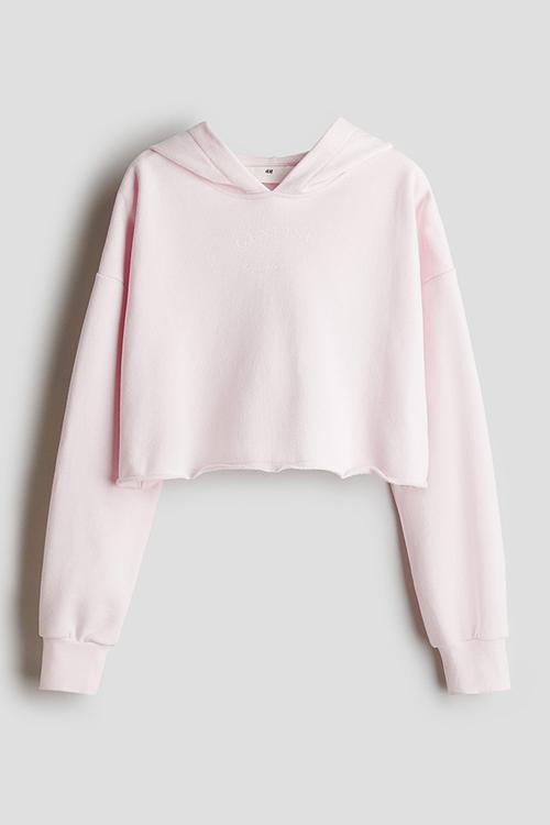 Printed cropped hoodie - light pink