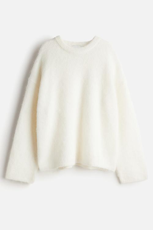 Oversized mohair-blend jumper - white