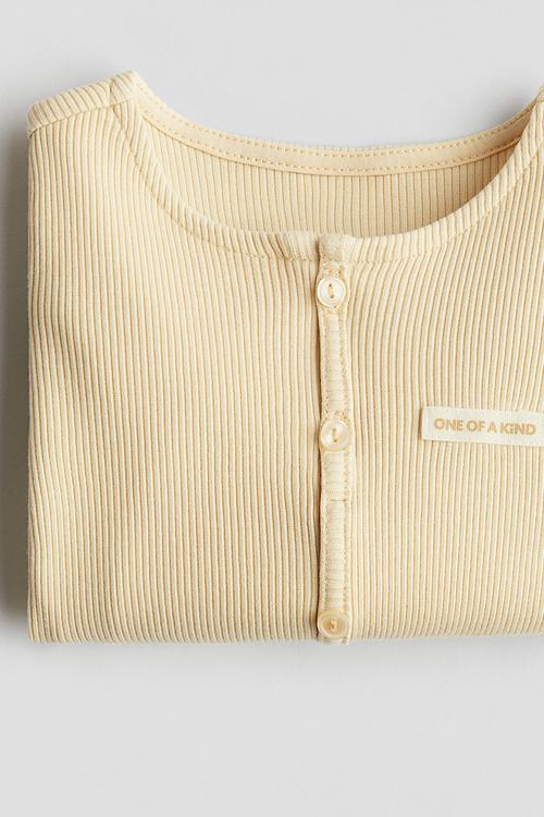 Button-detail jersey top -  light beige
