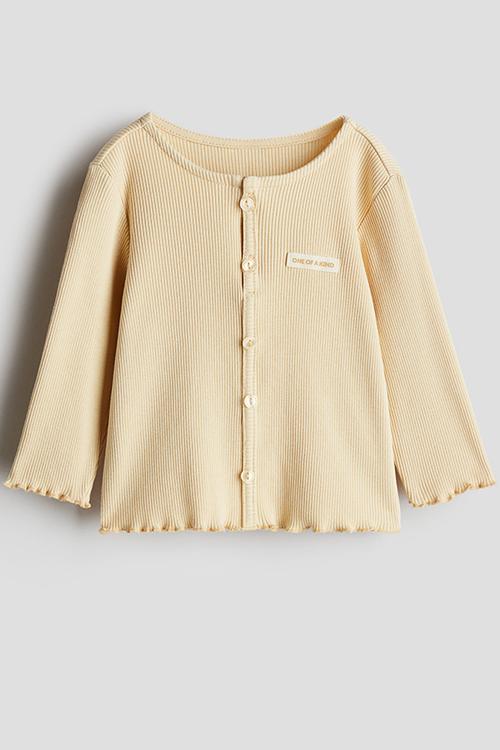 Button-detail jersey top -  light beige