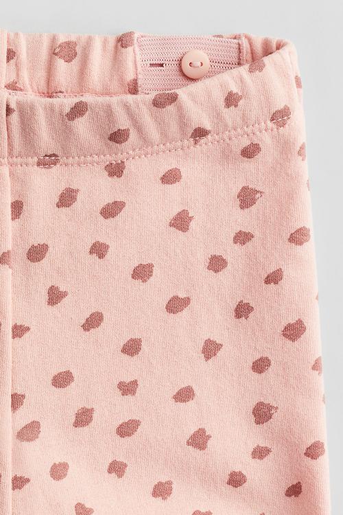 Cotton jersey leggings - light pink/spotted