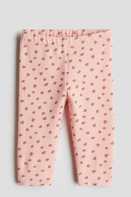 Cotton jersey leggings - light pink/spotted