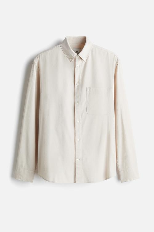 Regular fit textured shirt - light beige