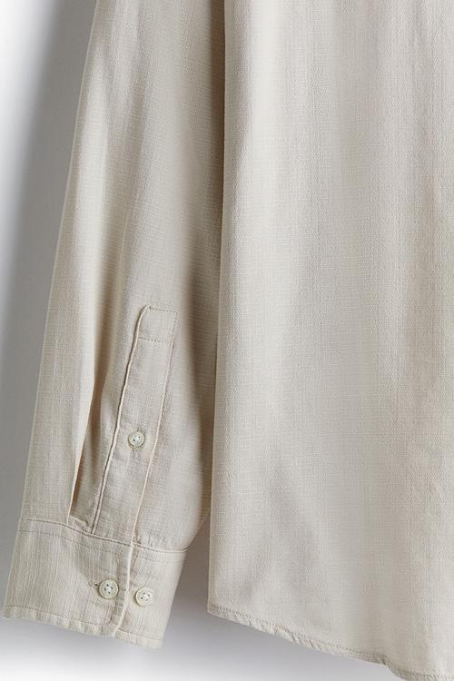 Regular fit textured shirt - light beige