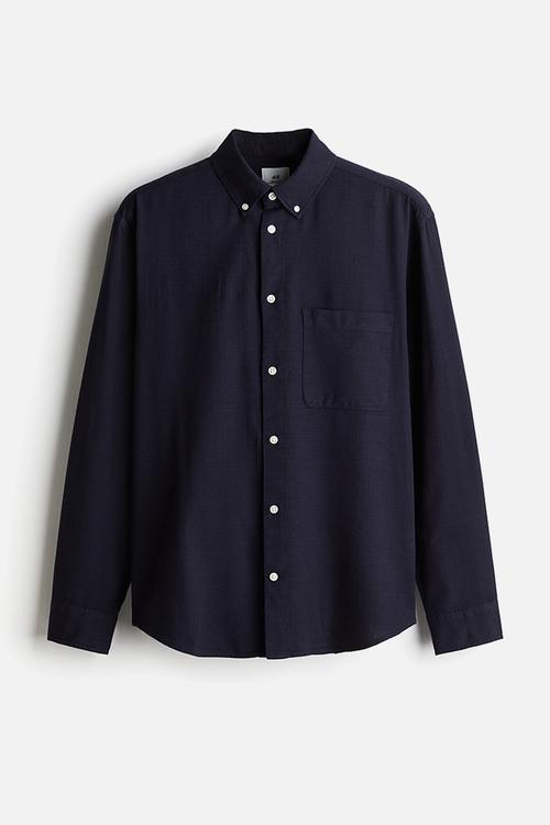 Regular fit textured shirt - navy blue