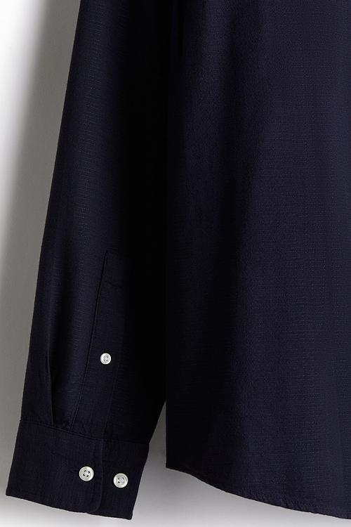 Regular fit textured shirt - navy blue