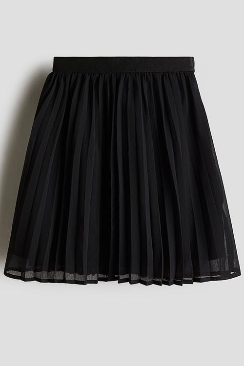 Plissé chiffon skirt - black