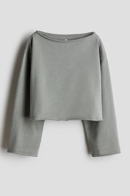 Boat-neck sweatshirt - grey