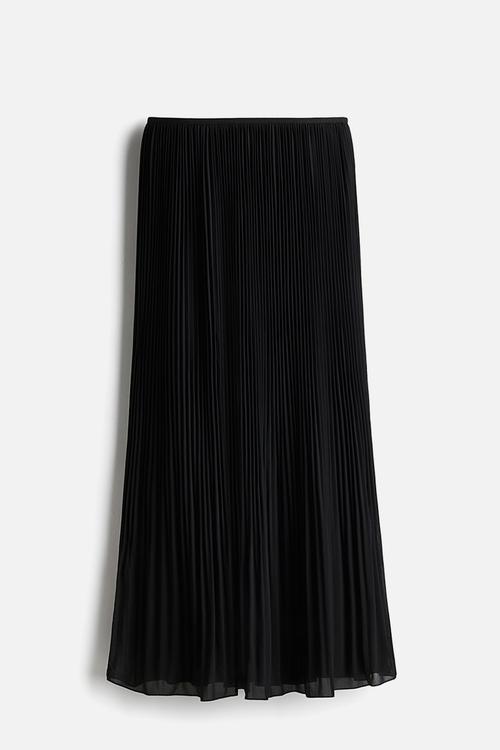 Pleated chiffon skirt - black