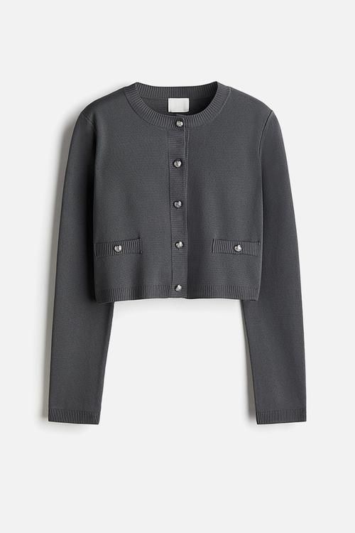 Fine-knit cardigan - dark grey