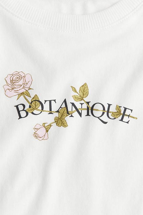Cropped printed T-shirt - white/botanique