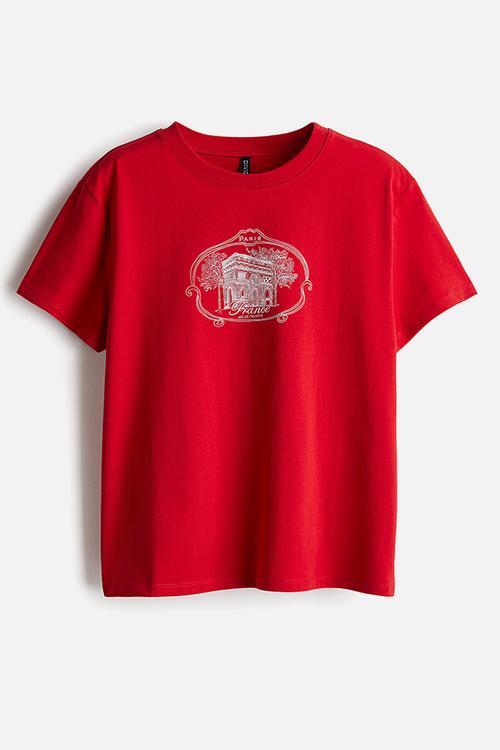 Printed T-shirt - red arc de triomphe