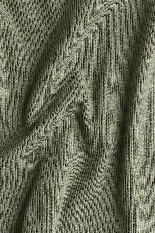 Ribbed sweetheart-neck T-shirt - khaki green
