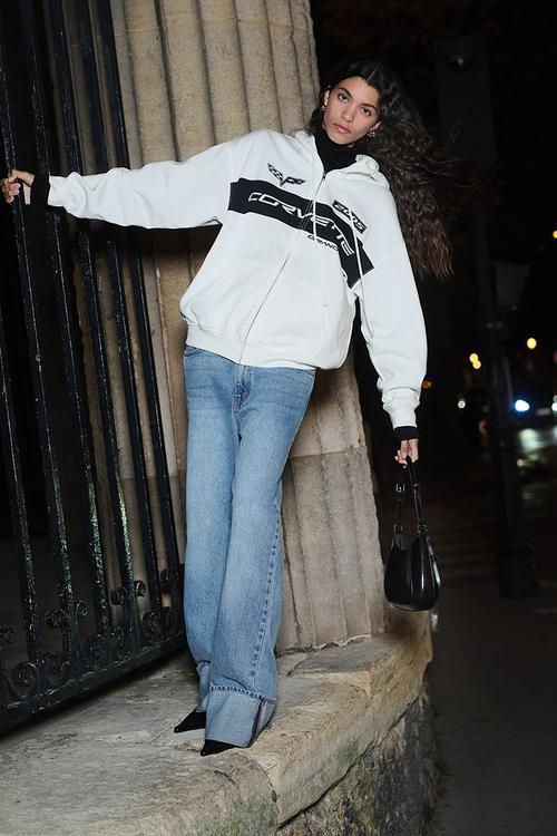 Oversized printed zip-through hoodie - cream/general motors 