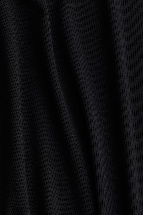 Lace-trimmed ribbed T-shirt - black