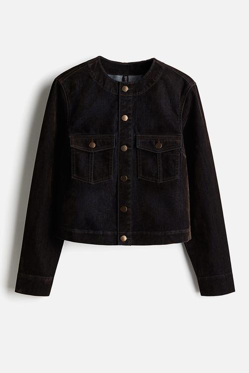 Flocked denim jacket - black