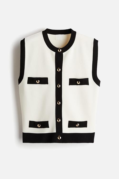 Button-front sweater vest - white