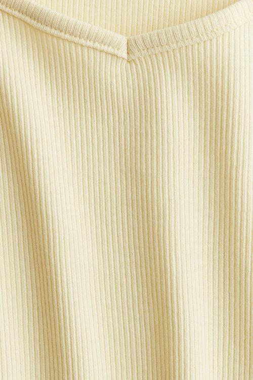 Ribbed sweetheart-neck T-shirt - light yellow