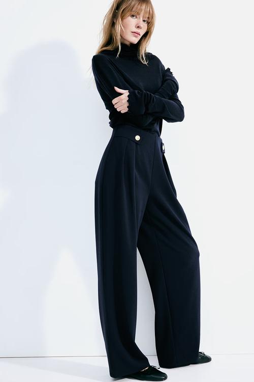 Tailored jersey trousers - navy blue