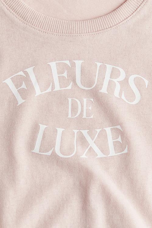 Cropped printed T-shirt - light pink/fleurs de luxe 