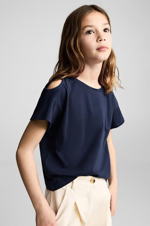 T-shirt cut out l - navy