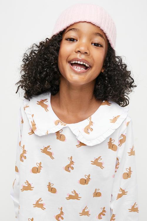 Bunny Peter pan shirt & legging set - pink & white