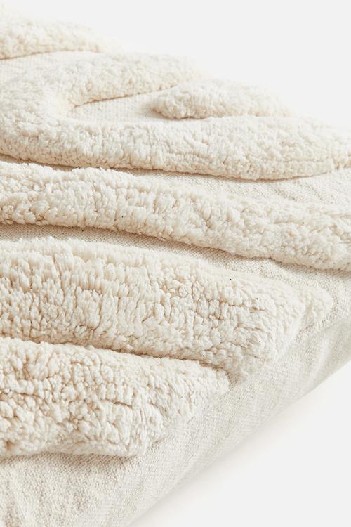 Patterned cotton cushion cover - cream 