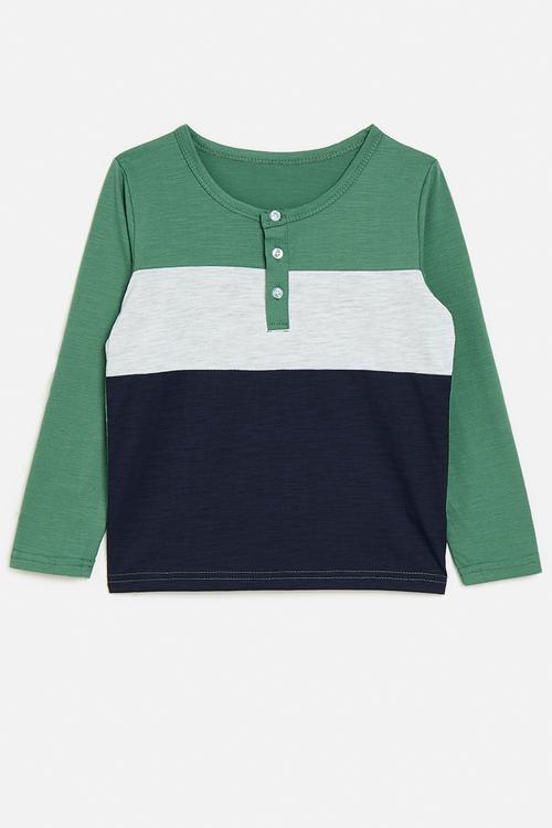 Half button crew neck tee - multi