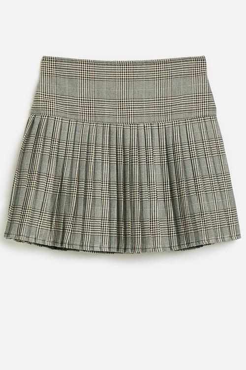 Pleated plaid check skirt - multi neutral