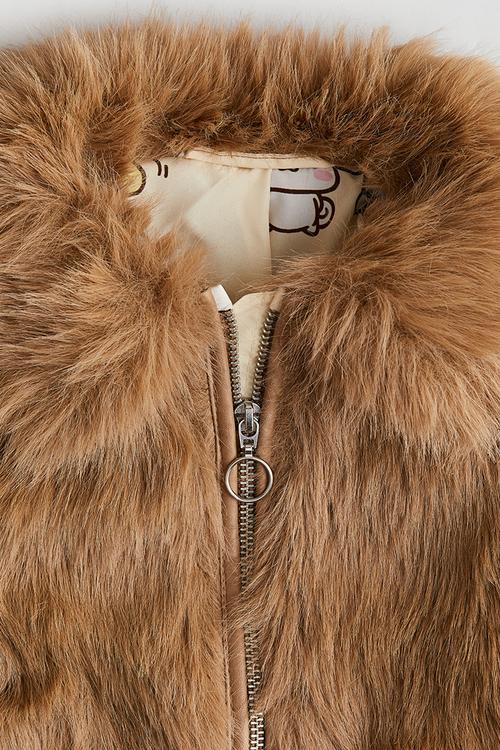 Fluffy jacket - dark beige