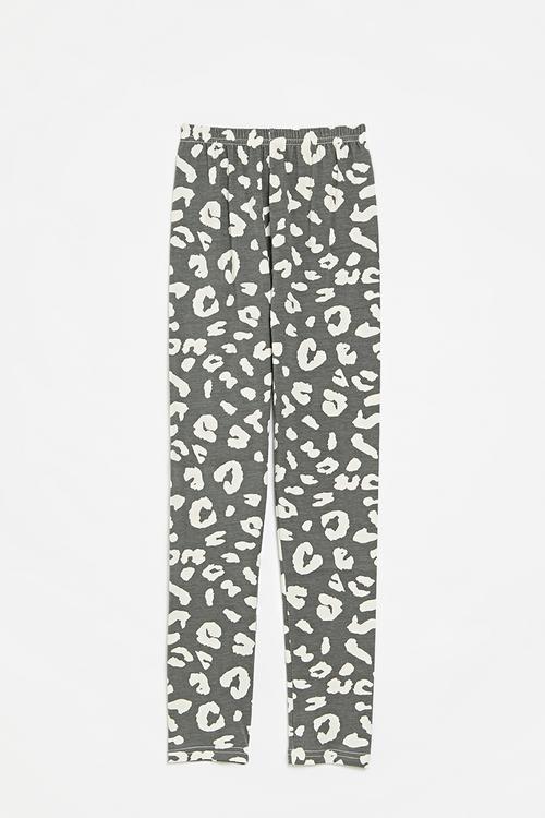 Printed leggings - grey & white
